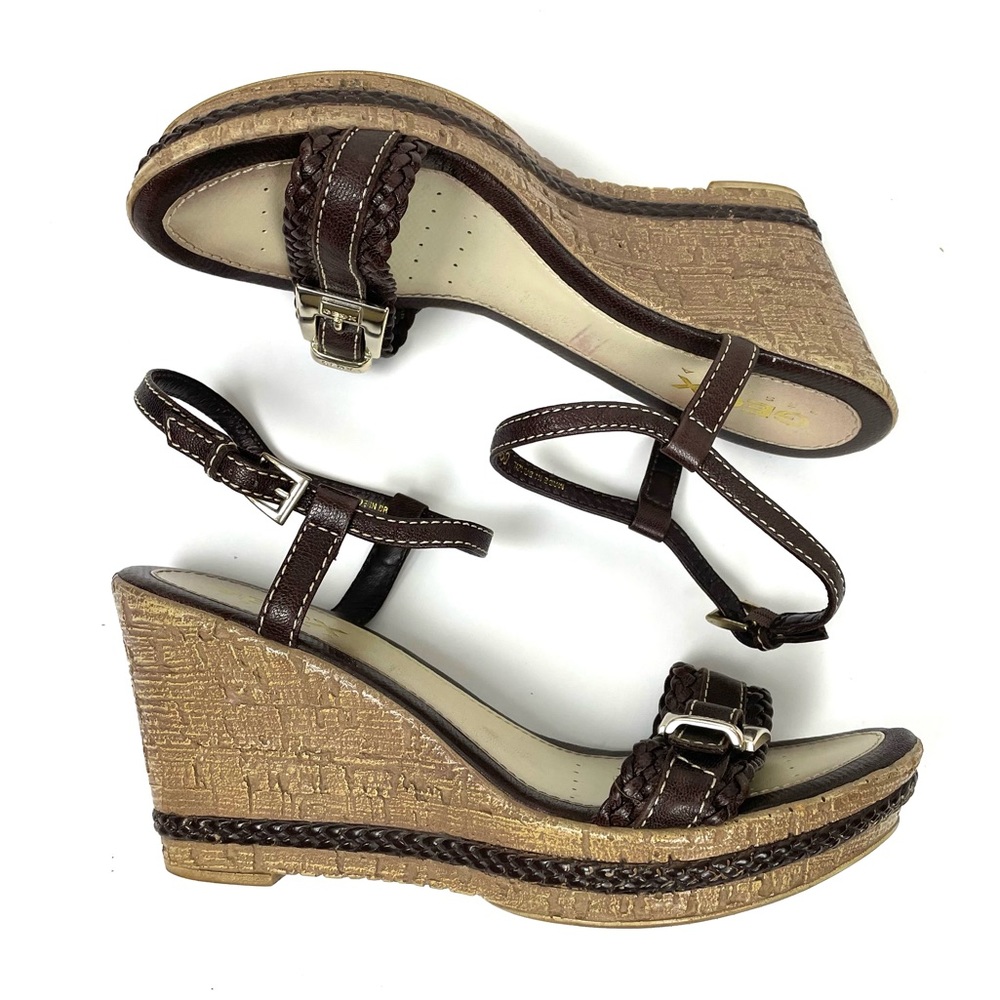 Geox Donna Justine Brown Leather Wedges 9